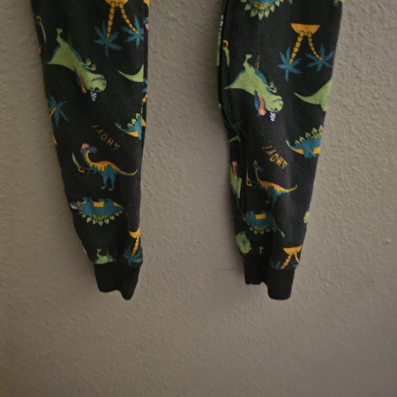Old Navy Kids Footie Pajama with Dinosaur Print - Black, Green, Orange - Picture 5 of 6